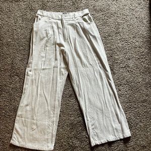 Beige Wide Leg Trousers